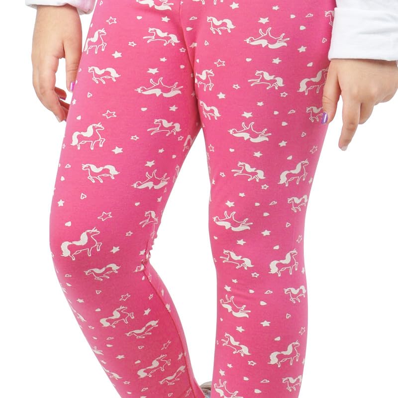 ARIEL Girls Cotton Printed Non-Transparent Regular Fit Ankle Length Mid Rise Leggings(AR-G-Leg-P2-1112-(Pink Uni,Blue)_Multicolor_1112 Years) 4