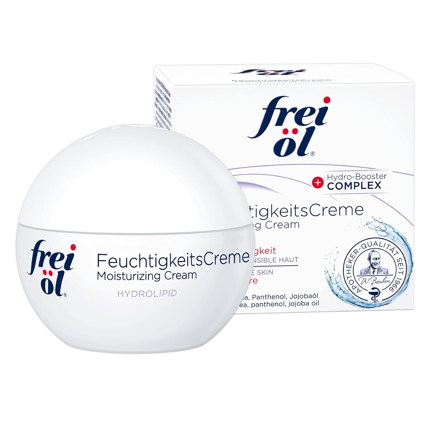 frei öl Hydrolipid FeuchtigkeitsCreme für 48h Feuchtigkeit, Gesichtscreme mit Aloe vera, Urea, Jojoba- Borretschöl für intensive Feuchtigkeit, vegan, 50 ml