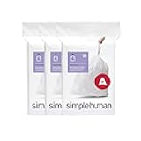 simplehuman Code A 90 Count, Dispenser Pack Custom Fit Liners, Drawstring Trash Bags, 4.5 Liter / 1.2 Gallon, White