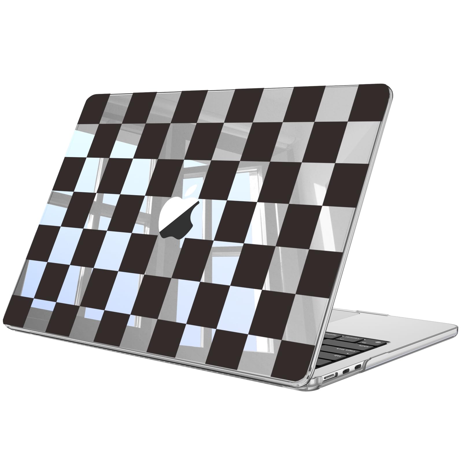 Fintie Hülle Kompatibel mit MacBook Air 13,6'' (2026-2022) M5 M4 M3 M2 A3449 A3240 A3113 A2681, Ultradünne Hartschale Schutzhülle Snap Cover, Schwarz-weiß kariert