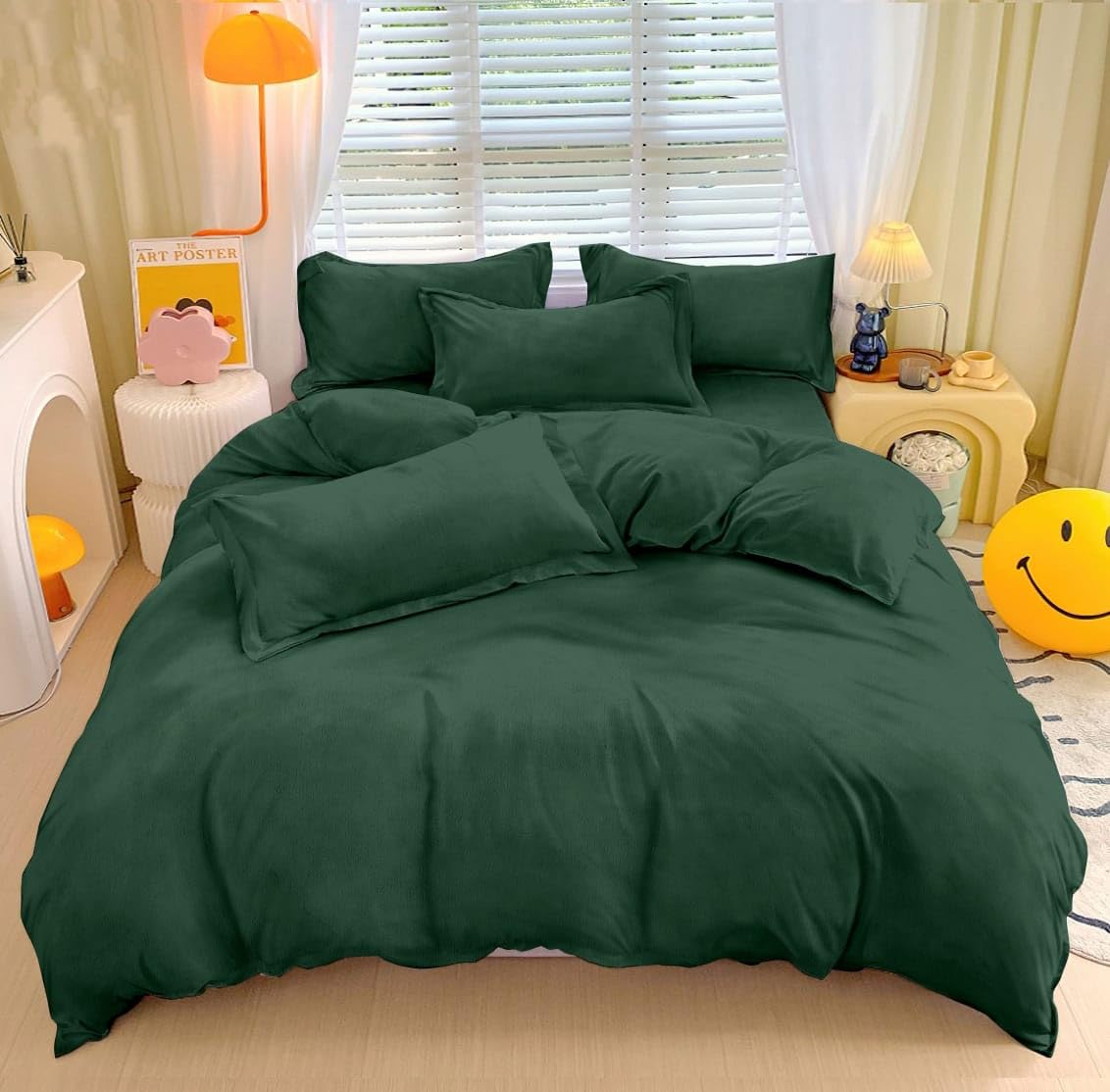 BREVARD 190 GSM Flannel Super Soft Warm Double Bed Quilt Cover/Duvet Cover/Rajai Cover/Blanket Cover for Winters with Zipper - 90x100 Inches,Olive Green-image-17