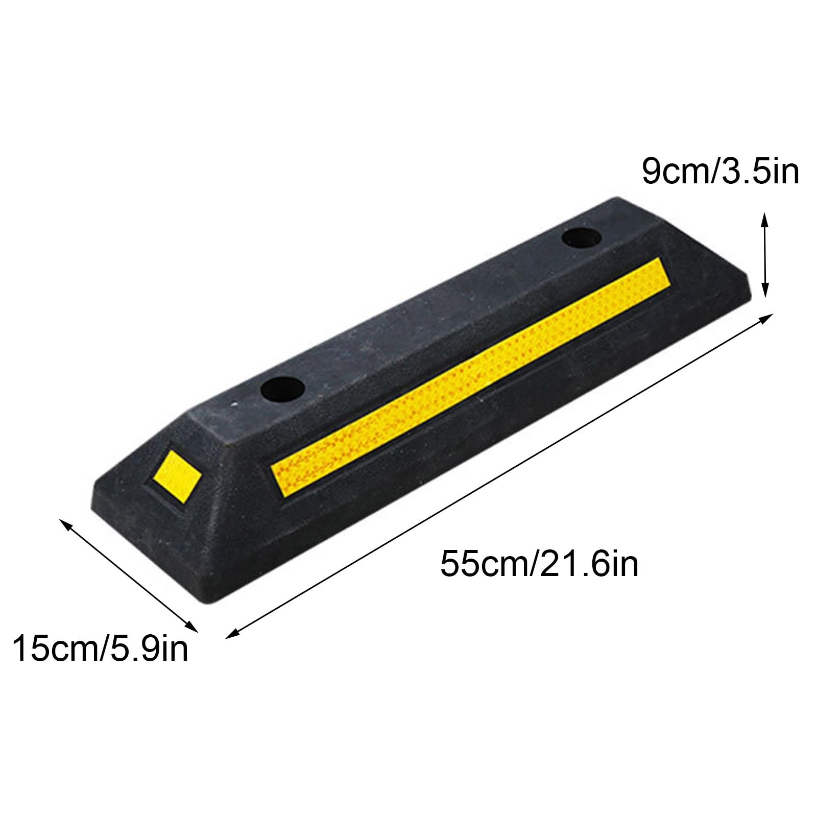 Tope de Aparcamiento for Garaje con Película Reflectante, Tope Rueda Garaje de Goma, Tapones de Neumáticos de Vehículos for Entradas de Vehículos y Estacionamientos Comerciales (2 Unidades)