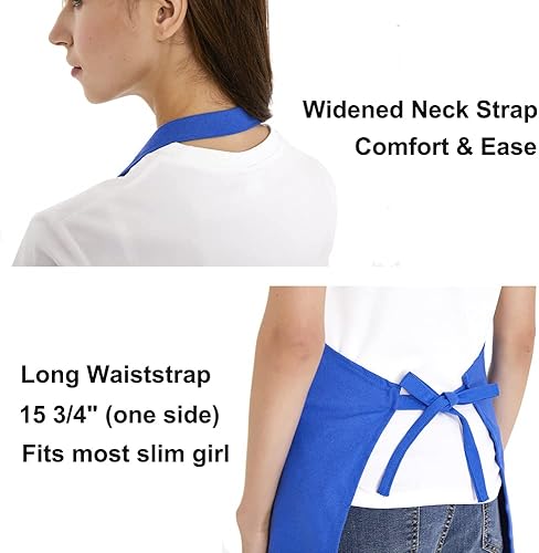 Miniatura 4 de TOPTIE Juego de delantal ajustable de lona de algodón y sombrero de chef para hombres y mujeres, Azul