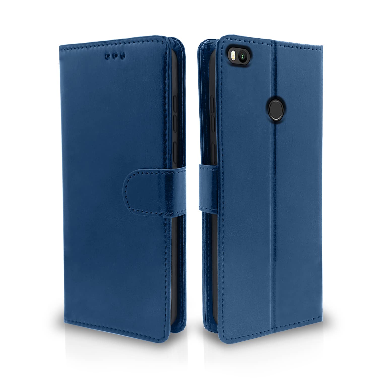 Pikkme Mi Max 2 Flip Case Leather Finish | Inside TPU with Card Pockets | Wallet Stand and Shock Proof | Magnetic Closing | Complete Protection Flip Cover for Mi Max 2 (Blue)
