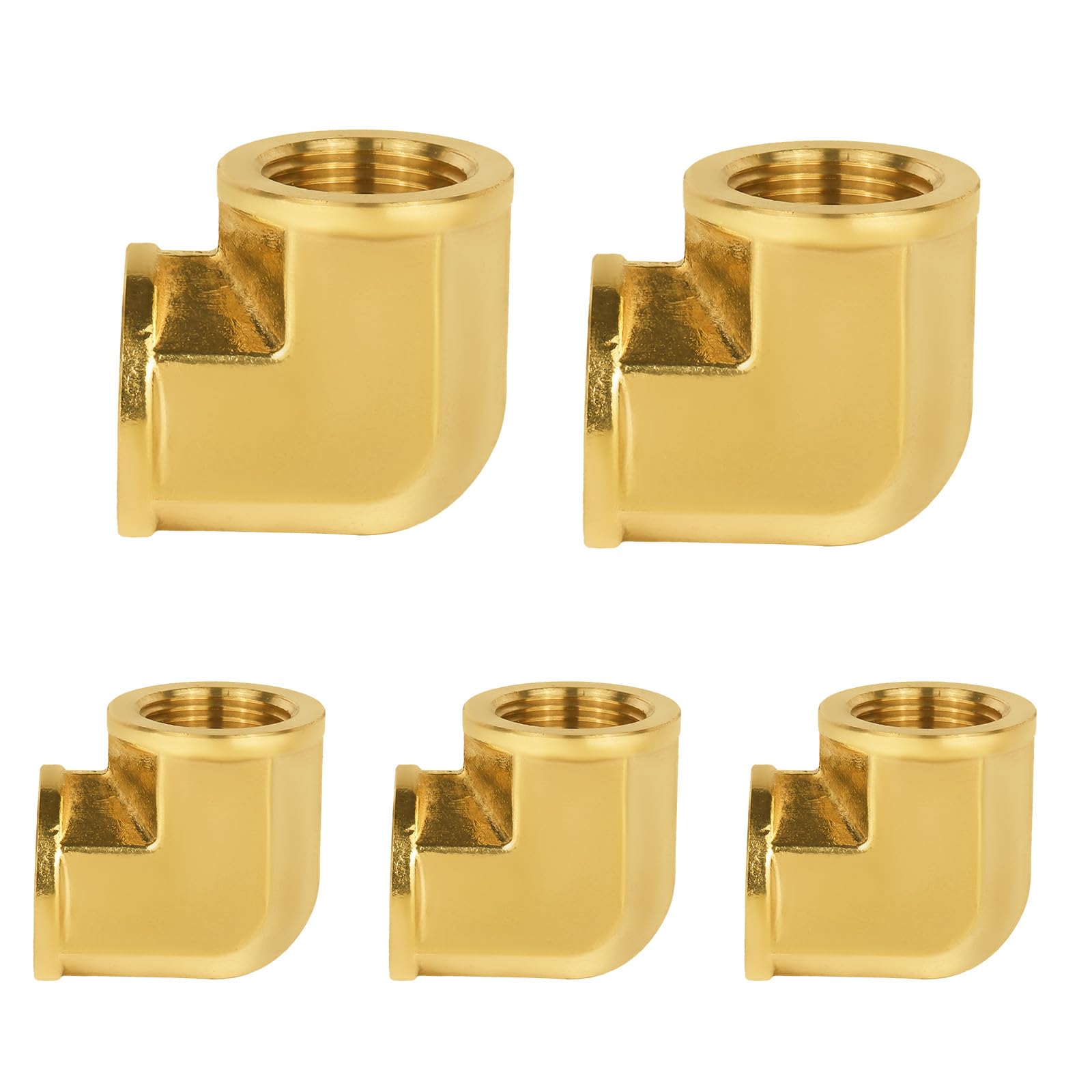 EFIELD Lot de 5 raccords de tuyau en laiton forgé 2,5 cm x 2,5 cm coudes femelles à 90 degrés