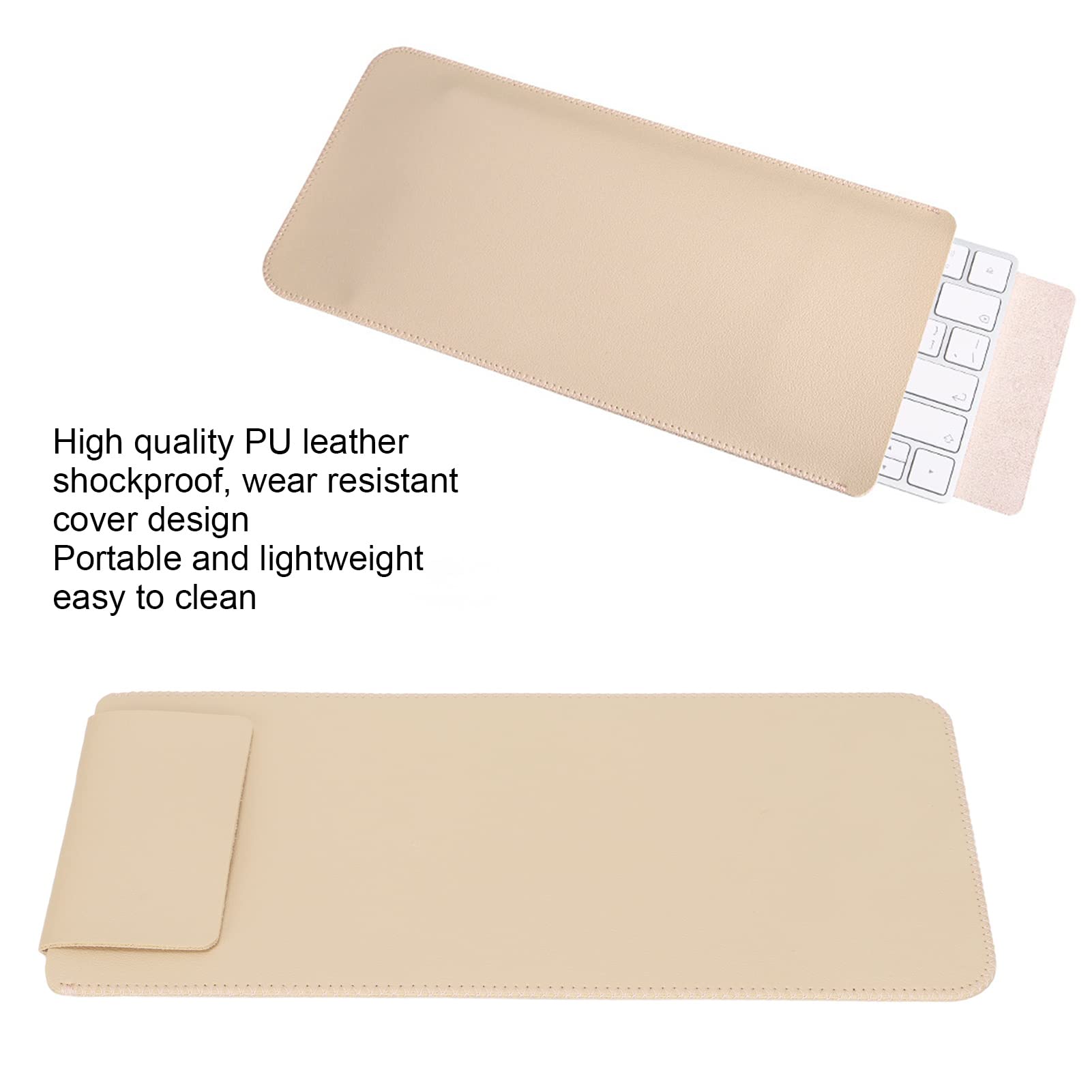 Keyboard Case, PU Leather Keyboard Sleeve Bag Case Suitable for Magic Keyboard 2, Not Included Keyboard, 30x14x1cm (Apricot)