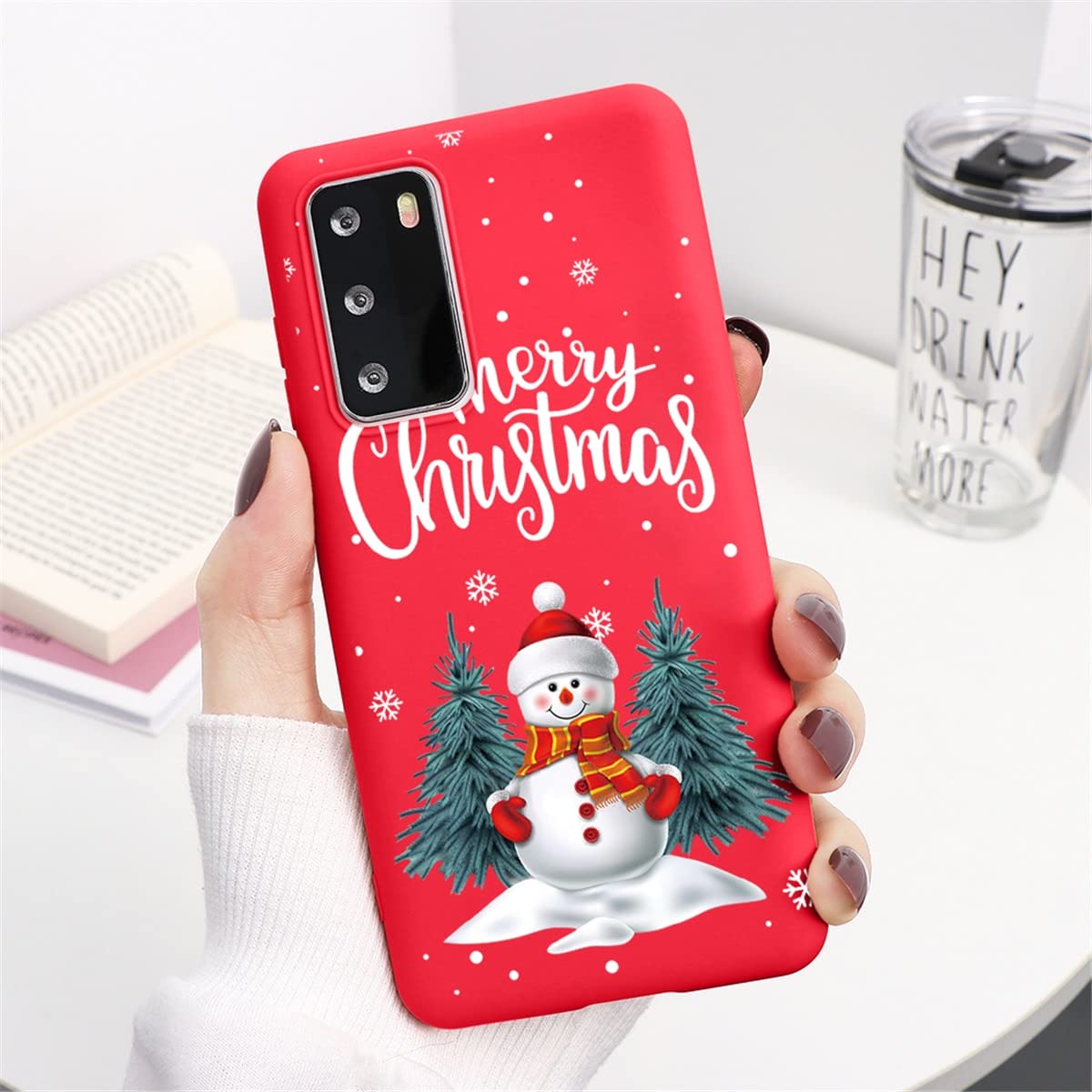 Yoedge 2 Pezzi Custodia Per Huawei P20 Lite - Cover Morbida Silicone Tema Natale Con Alce E Babbo Natale - Antiurto E Sottile - Regalo Natalizio