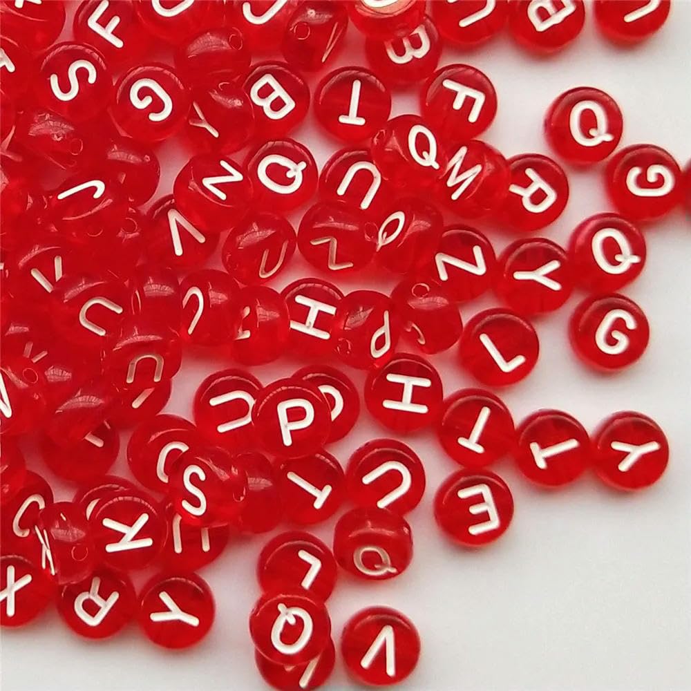 QZX1 200 Pezzi Di Colore Misto Lettera Acrilica Perline Acriliche Rotonde Alfabeto Piatto Perline Distanziatore Allentato Per Gioielli Facendo Fatti A Mano Con Braccialetto Fai Da Te Accessori .YC0409 - Foto 5