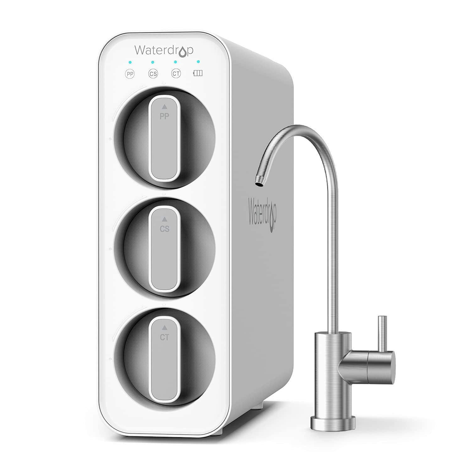 Waterdrop TSC Under Sink Water Filter System, USA Tech Under Sink Water Filter with Smart Filter Life Reminder, Reduce Most of PFOA/PFOS, PFAS, Chlorine, Fluoride, Bad Taste and Odor