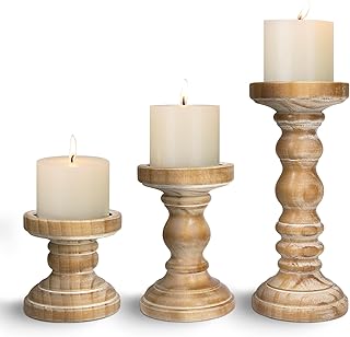 29 Entryway Wall Ideas Guests Will Notice The Moment They Walk In 170 Candle Holder for Pillar Candle Set of 3, Farmhouse Wood Candle Holder, ...