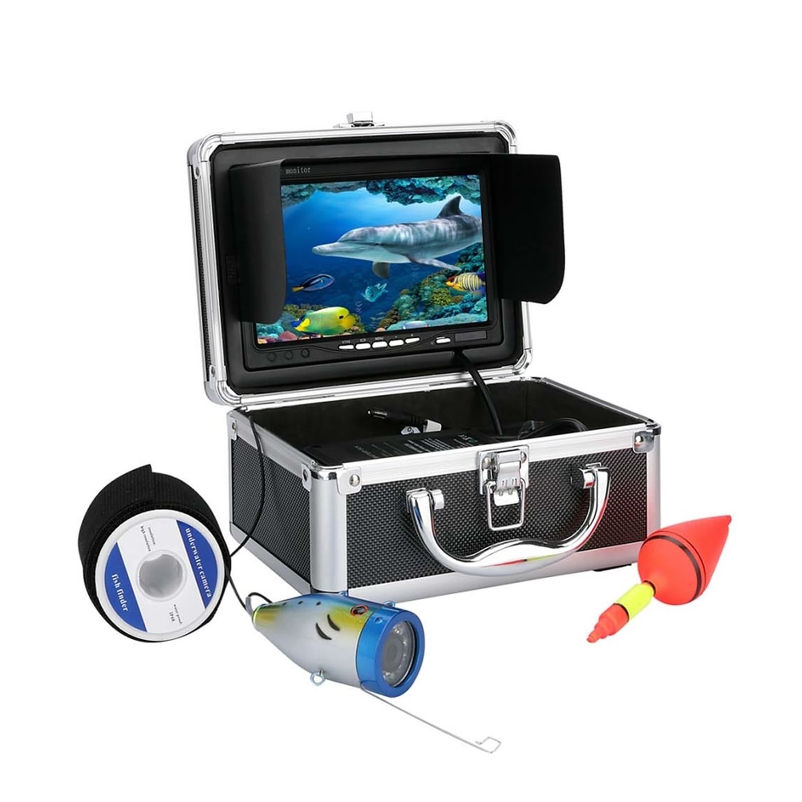 Buscador de Peces, Cámara de Pesca submarina 7 Pulgadas HD 1000tvl, Kit videocámara, lámpara LED infrarroja, Luces, Video, buscador Peces, 50 m(IR Leds 30M Cable)