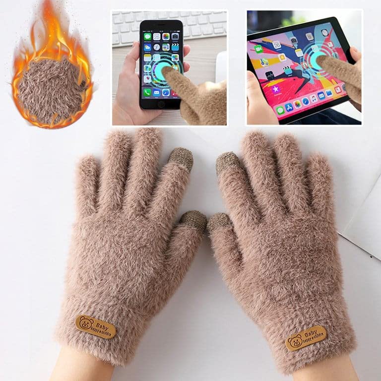 CREATURE Women's Winter Touchscreen Warm Fleece Furry Elastic Cuff Winter Gloves (PURPLE) - Image 4 thumbnail