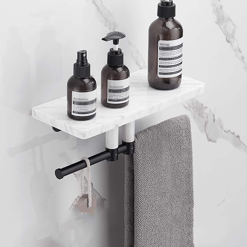 XYIANG Shower Caddy Floating Shelves Marble Copper Storage Rack Toilet Washstand Cosmetic Storage Rack Kitchen Shelves Wall Mounted
