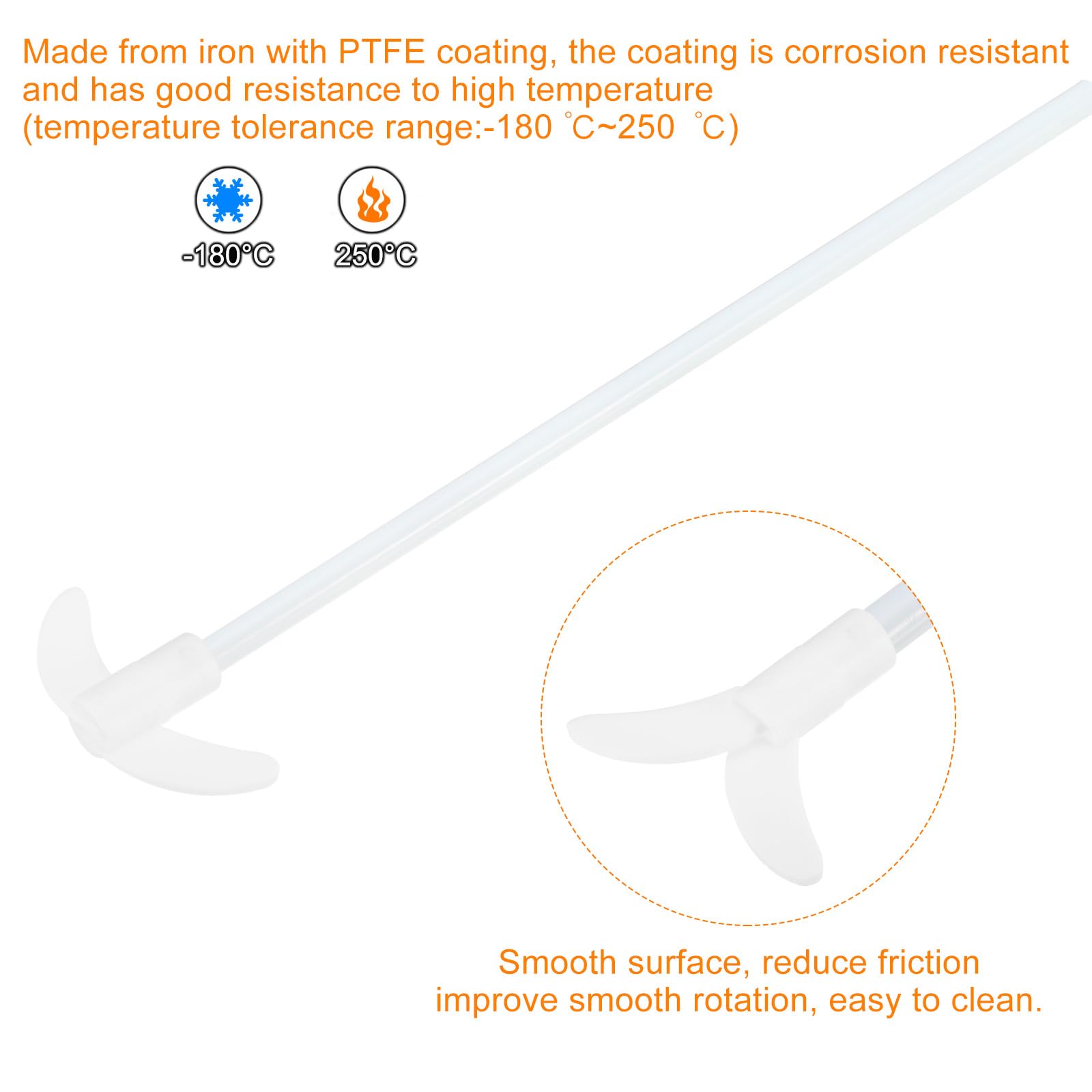 MECCANIXITY PTFE Electric Stirring Rod 250x80mm Length Overhead Stirrer Mixer Shaft with Foldable Paddle for Lab — Amazon image 3