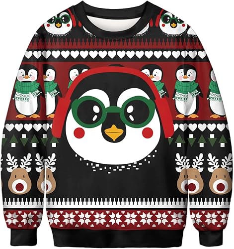 ALBIZIA sudadera unisex con cuello redondo y estampado de animales, suéter feo de Navidad