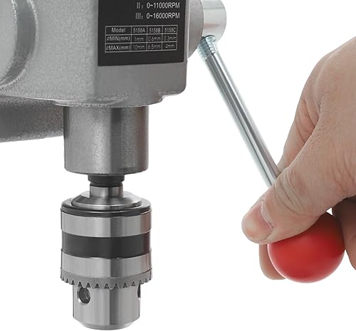 Miniatura 7 de Mini prensa de taladro de 340 W, mini prensa de taladro de banco de 3 velocidades, soporte de prensa de taladro portátil, 0-16000 rpm de 3