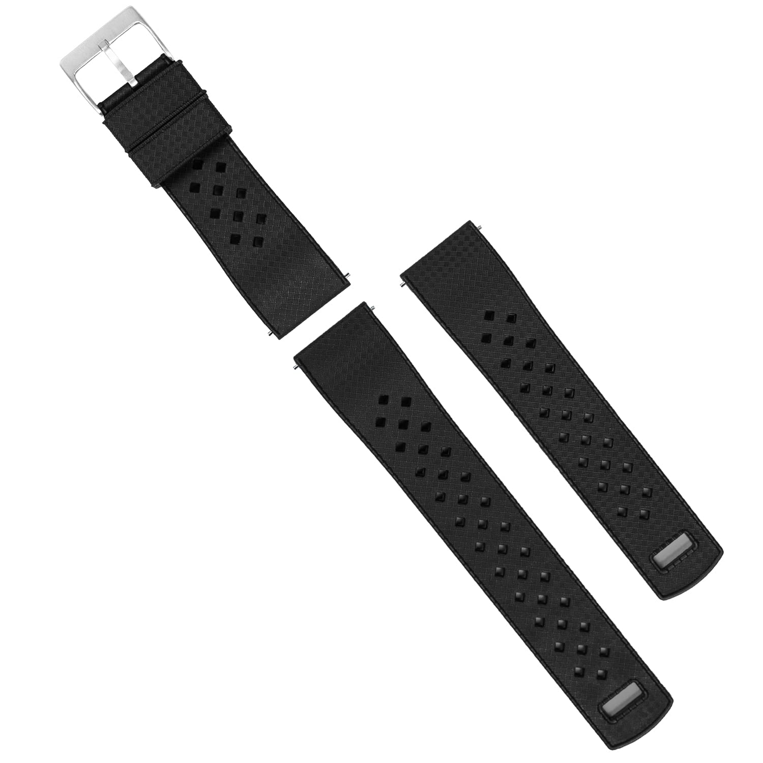 23mm Black - BARTON Tropical-Style Watch Bands - Quick Release - Choose Strap Color &amp; Width