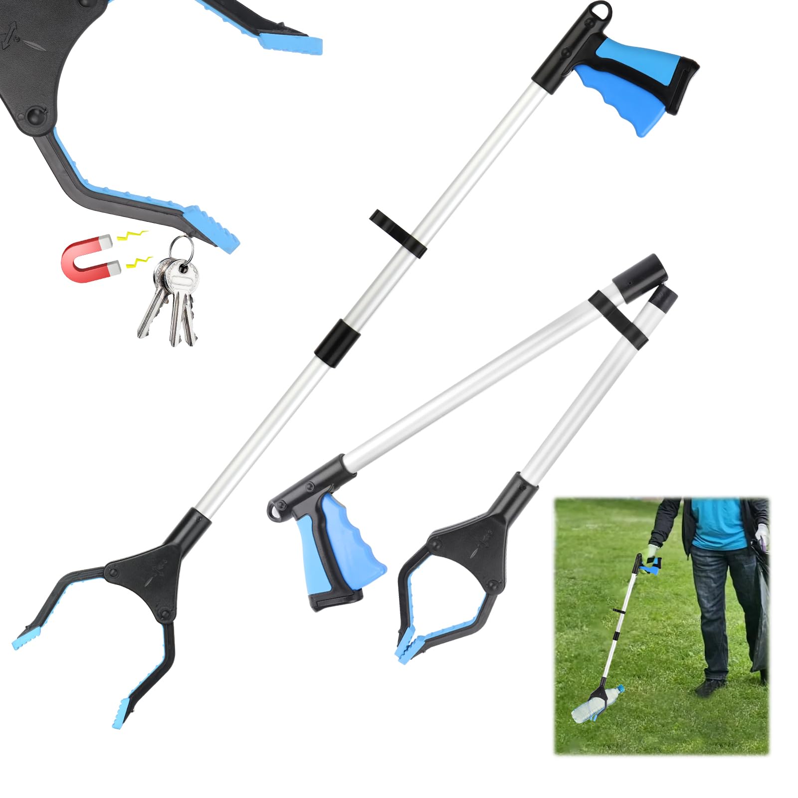 Lot De 2 Petits Ramasse-litière Avec Aimant - Longueur 42 Cm - Pour Enfants, Personnes à Mobilité Réduite