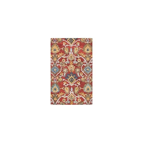 SAFAVIEH Blossom Collection 2' x 3' Red / Multi BLM402Q Handmade Wool Entryway Living Room Foyer Bedroom Accent Rug