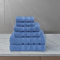 Vista 5 de American Soft Linen Luxury 6 Piece Towel Set, 2 Bath Towels 2 Hand Towel 2 Washcloths, 600 GSM 100% Cotton Turkish Towels for Bathroom, Electric