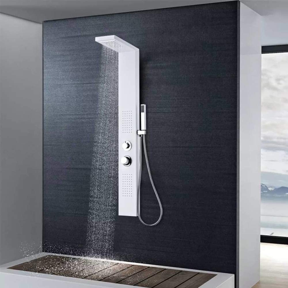 Vidaxl Shower Panel System Aluminium Matte White Tower Column Pillar Bathroom