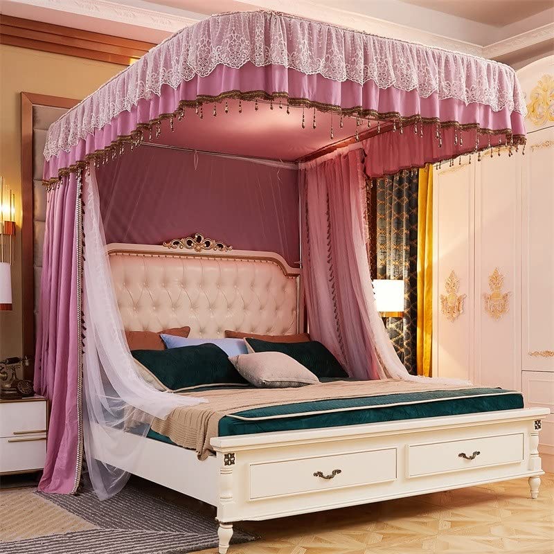 Ciel de lit double couche coupe-vent moustiquaire sur pied structure en U - 3