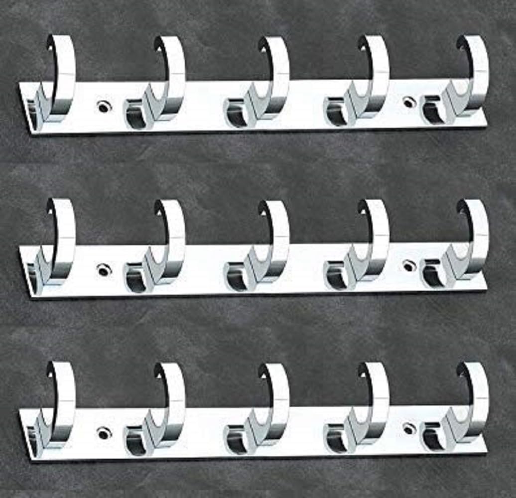 iSTAR 5 Pin Bathroom Cloth Hooks Hanger Door Wall Bedroom Bathroom Robe Hooks Rail for Hanging Keys,Clothes,Towel Steel Hook (Silver) (Pack of 3), Aluminium (B08KZPL3F7) Amazon Price History, Amazon Price Tracker