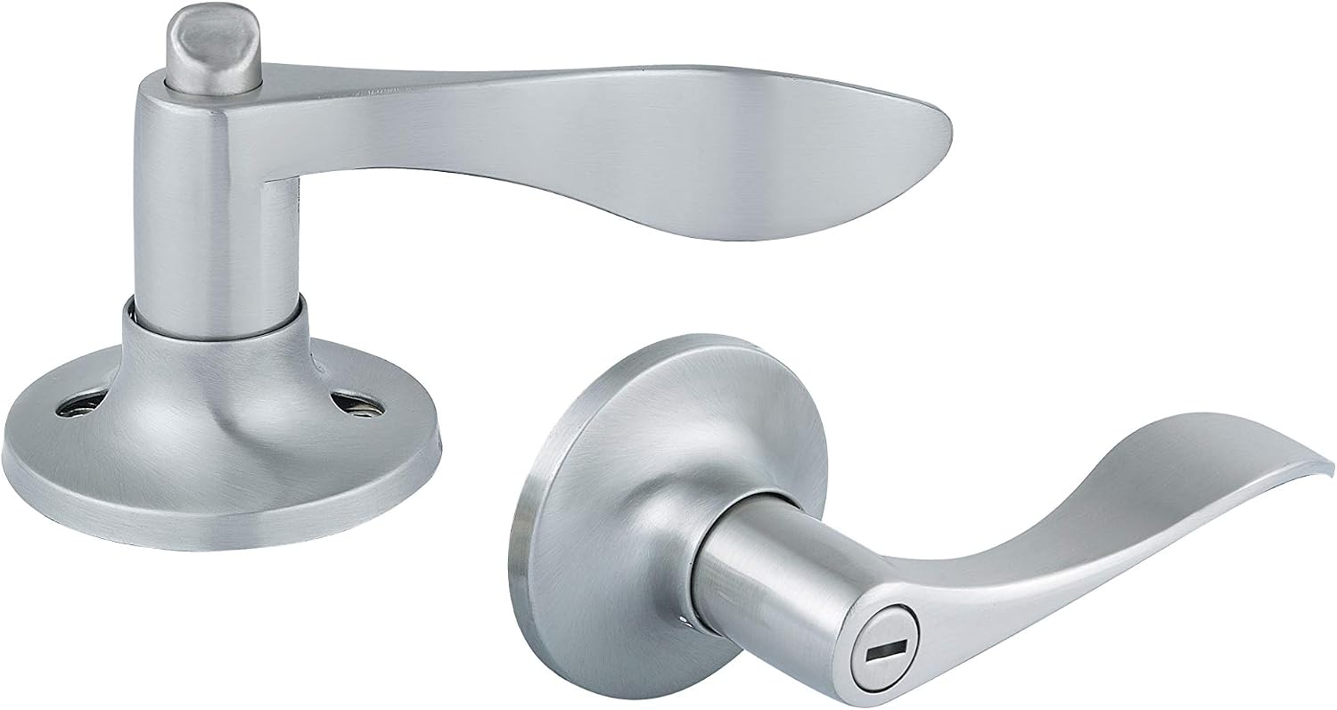 Taftek AML102 Non-Reversible Door Lock Door Handle Lever Bed/Bath in Satin Nickel