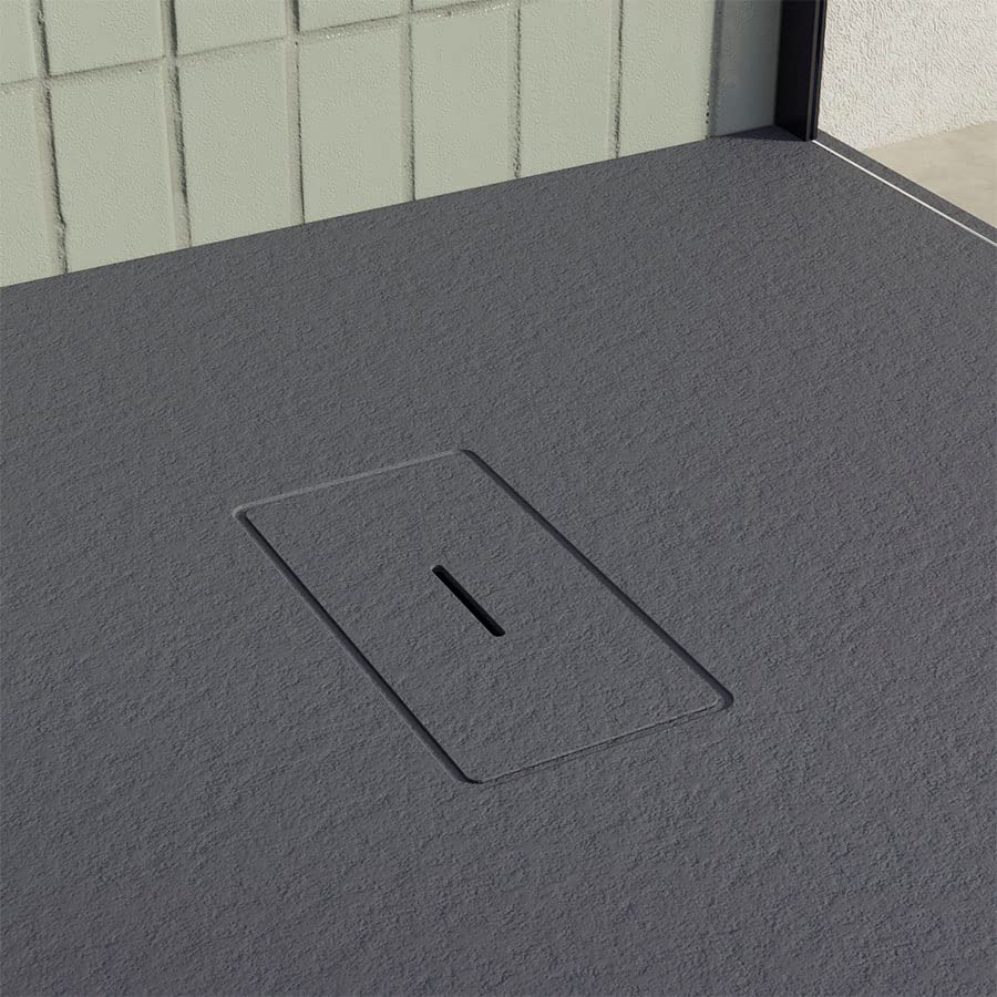 Receveur De Douche KOES LIENA En Résine 100x160 Cm - Anthracite RAL 7016 | Extra-Plat 3cm | Antidérapant C3 | Fabriqué En Espagne