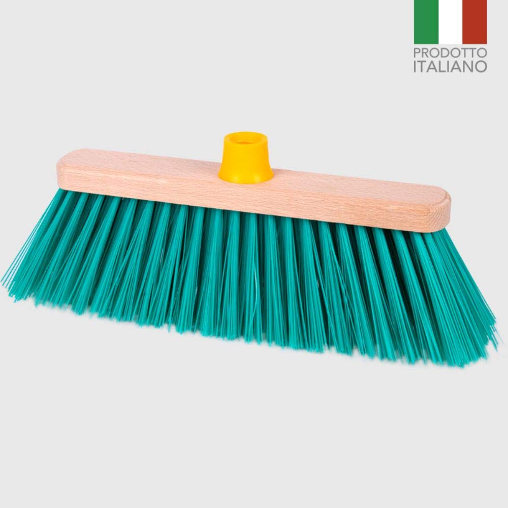 La Briantina Scopa da Esterno Cortile per Giardini e Pavimentazioni Ruvide, con Setole Rigide, Larghezza 18.5 cm, Attacco del Manico Universale
