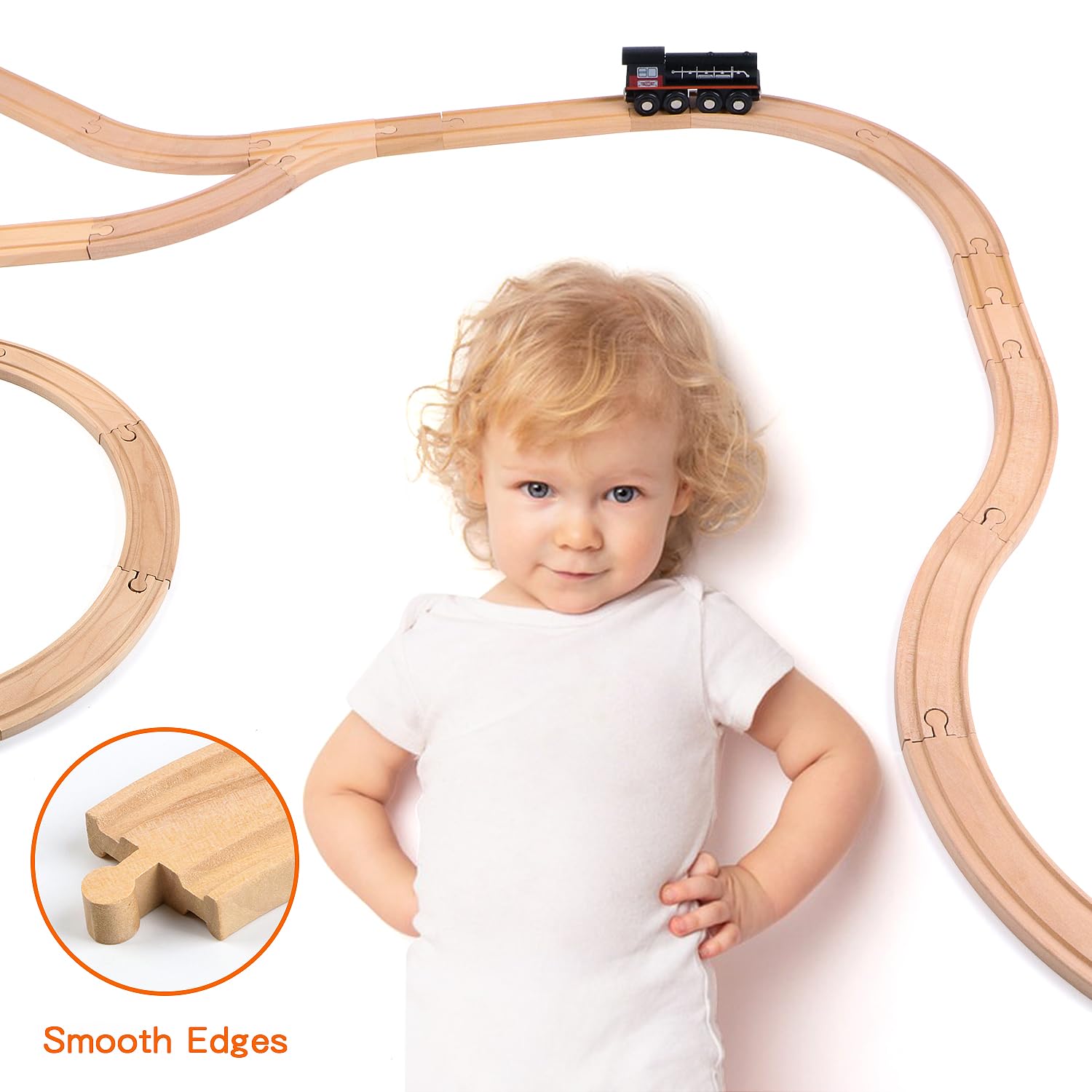 Paquete de expansión de pista de tren de madera, accesorios ferroviarios, juguetes para niños y niñas