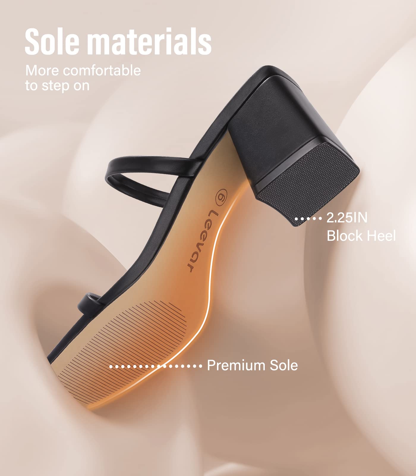 Leevar Square Toe Heeled Sandals for Women - Women's Low Block Heels Sandals - 2.25IN Open Toe Ankle Strap Chunky Heels - Slip on Heeled Sandal Mule- Nude Black Strappy Heels for Party Wedding Dress Shoes: 8 White Pearl