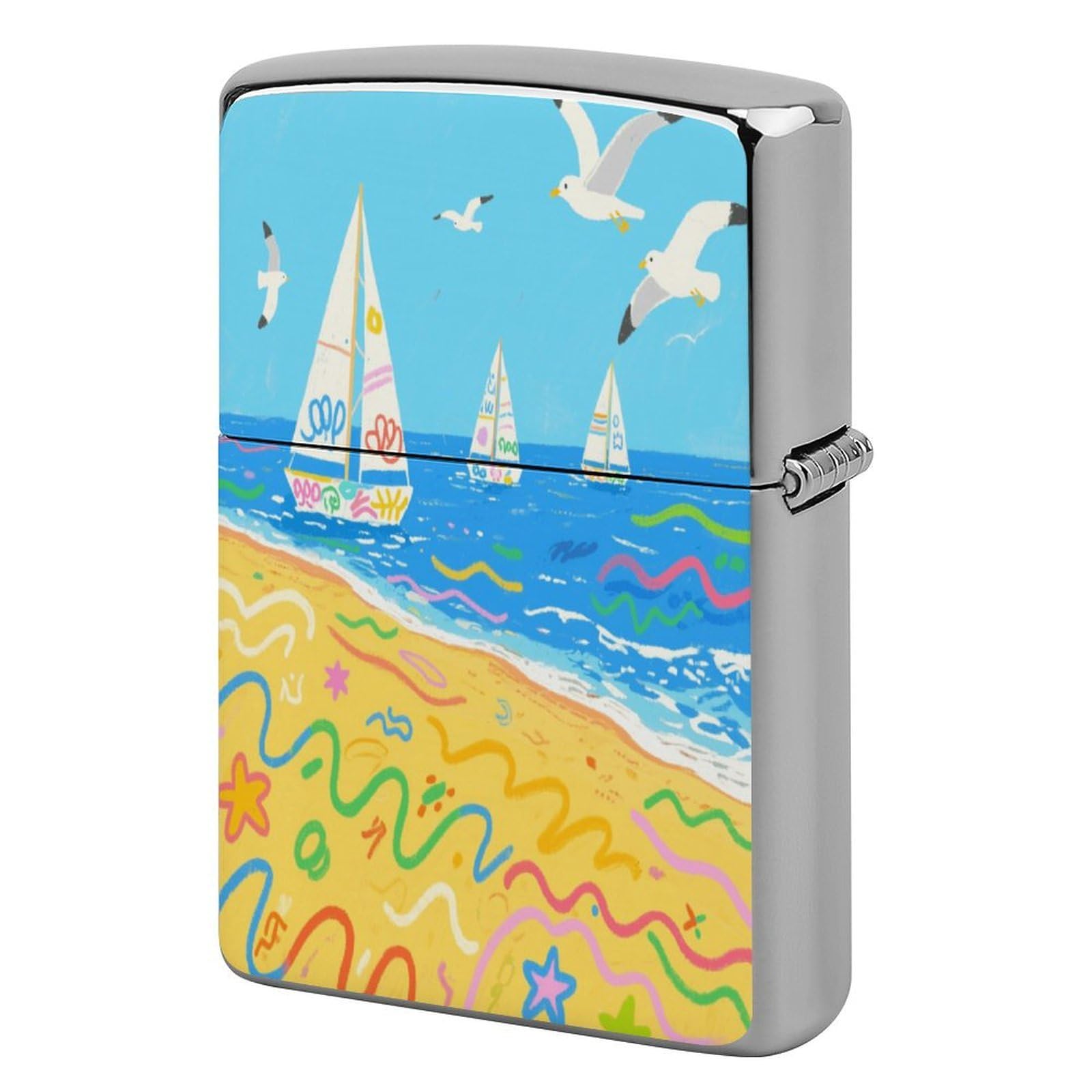 Fekiloot Style Graffiti Beach Lighter Case Cover Metal Lighter Case