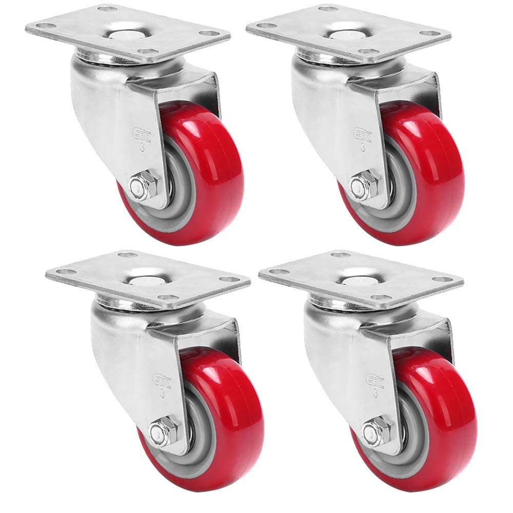GBRJUYF Heavy-Duty Transport Casters 500kg Load Capacity 4 Universal Rubber Polyurethane Wheels with Brakes 360° Rotation Perfect for Industrial & Home Use