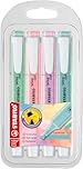 STABILO swing cool Pastel - Highlighter - Pack of 4 - Hint of Mint, Pink Blush, Lilac Haze, Touch of Turquoise