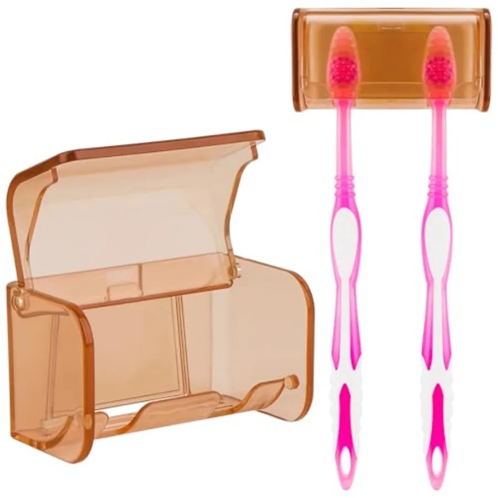 Porta Spazzolini Da Parete Portaspazzolino da parete con 2 slot | Con coperchio organizer autoadesivo for doccia da bagno