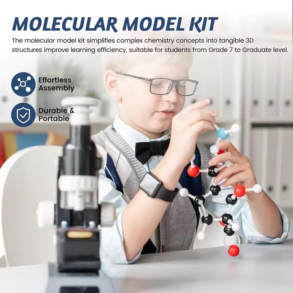 HEYOUTH Kit Modello Molecolare, Atom Link Modello Chimica Set,Atom Molecular Models Links 1049 pezzi con atomi, legami e orbite, per l’apprendimento della Chimica molecolare Organica inorganica