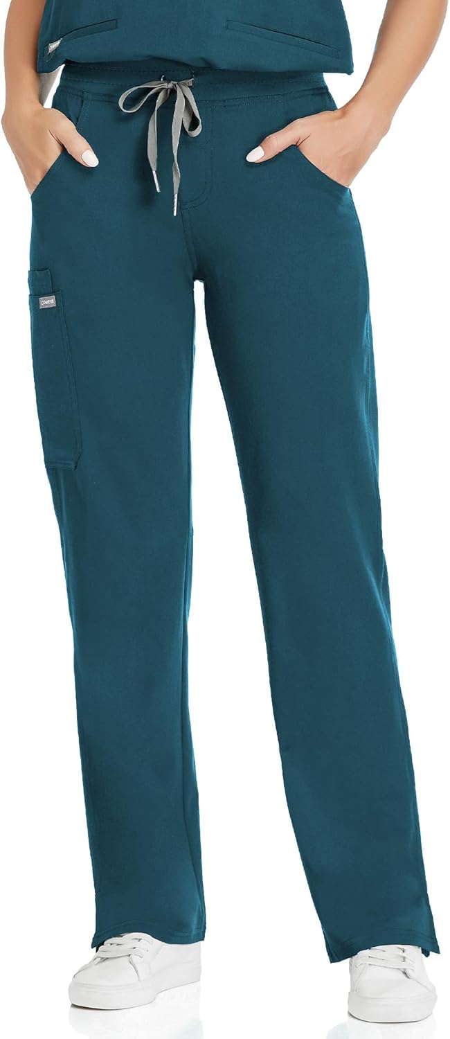 COMENII scrubs pants for women with multiple pockets