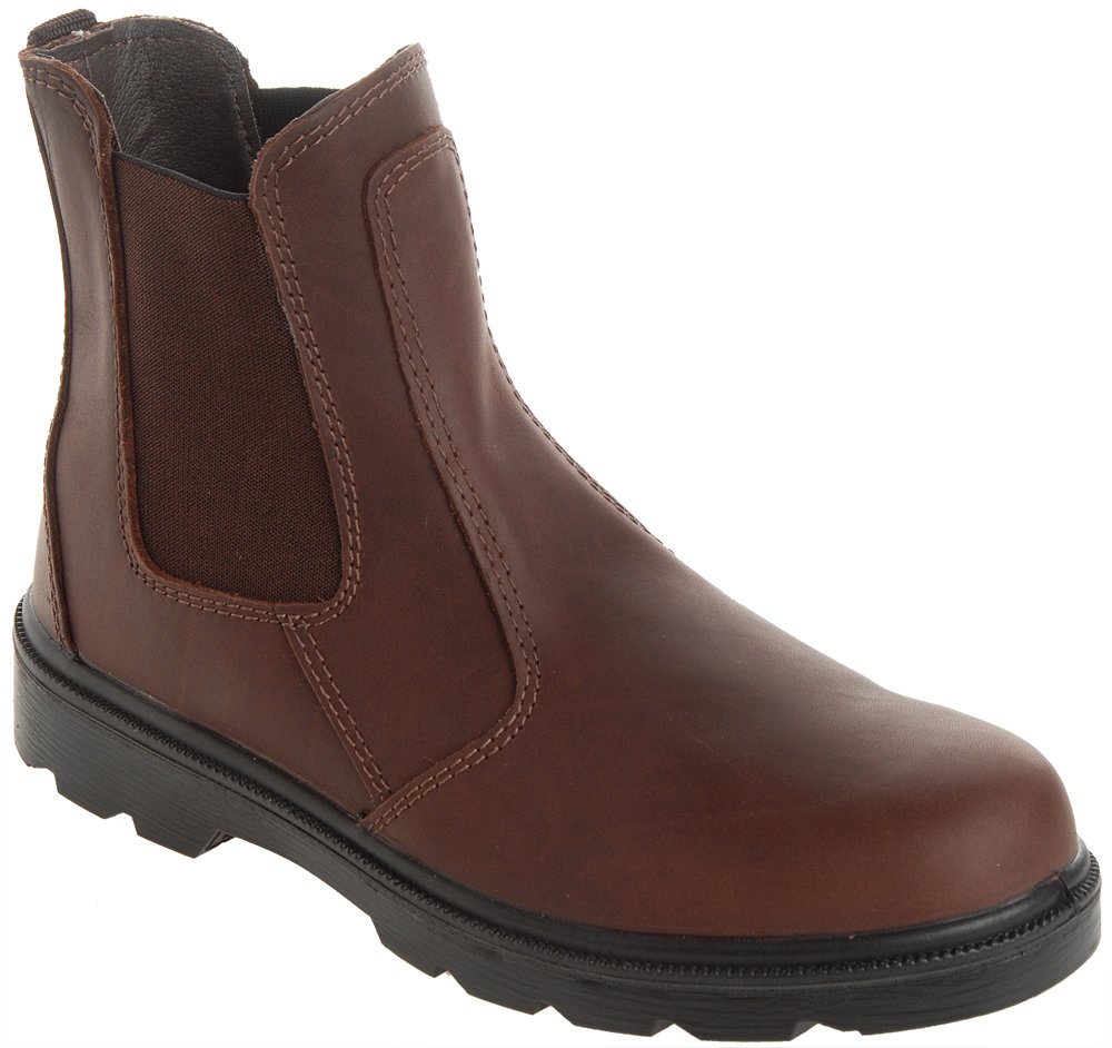 GraftersTUCKER Mens Leather Water Resistant Safety Dealer Boots Brown UK 9