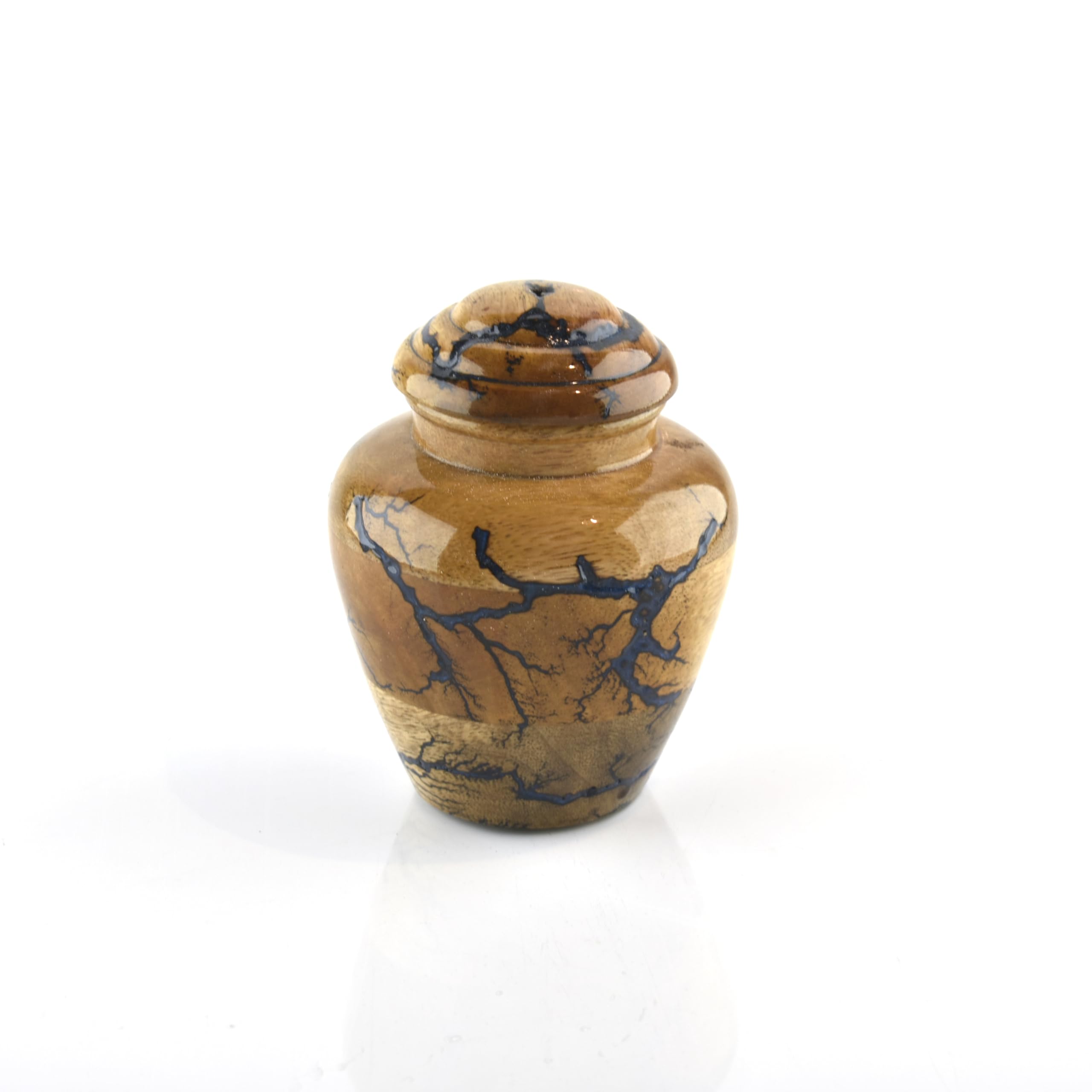 Handmade Wooden Urn Jar Epoxy Raisin Design Cremation Memorial Keepsake 4 * 4 * 5 inches Urn Box for Pet or Human Ashes