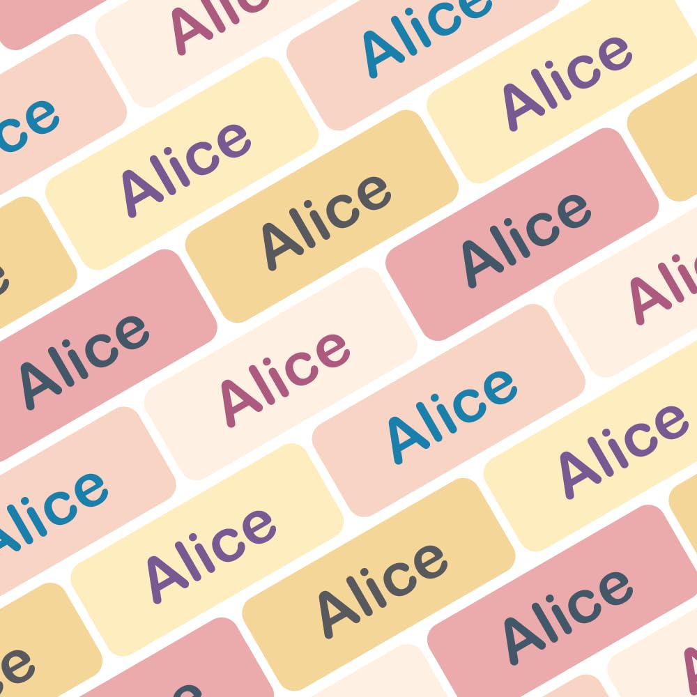 My Nametags® 175 Mini Name Stickers Pack | Personalised Small Labels for School Supplies Like Pens, Pencils, Markers & Other Stationery | Waterproof No-Iron Mini Tags for All Ages | Coral Colours