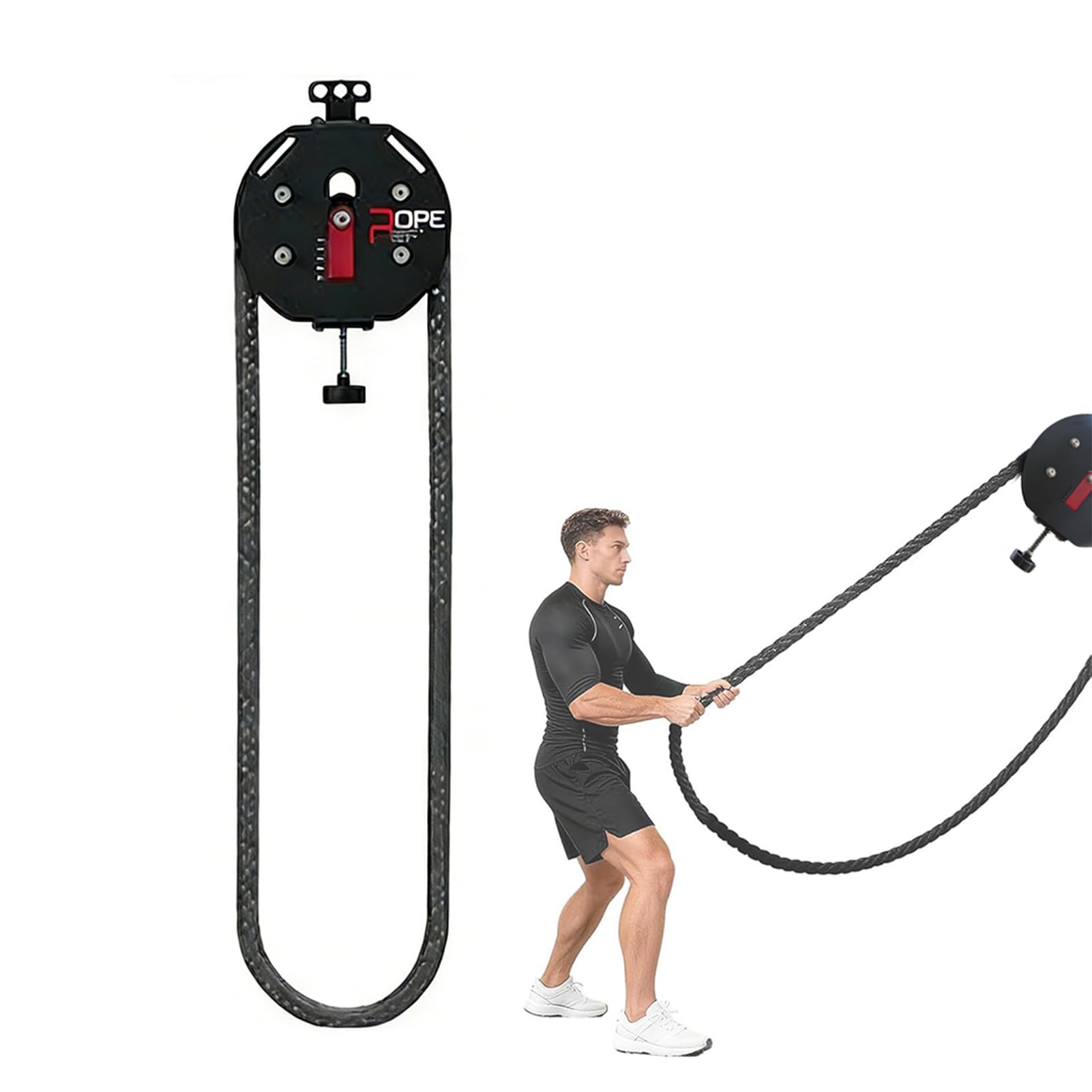 SULQING Endless Rope Trainer,Portable Suspension Trainer,13ft Nylon Rope, 30kg Adjustable Resistance,Cable Machine for Grip, Arms, Back & Coordination