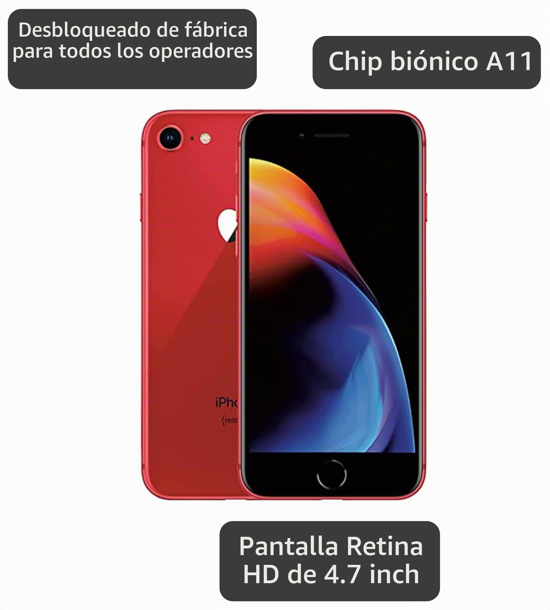 Amazon.com: Apple iPhone 8 64GB Desbloqueado - Rojo : Celulares y