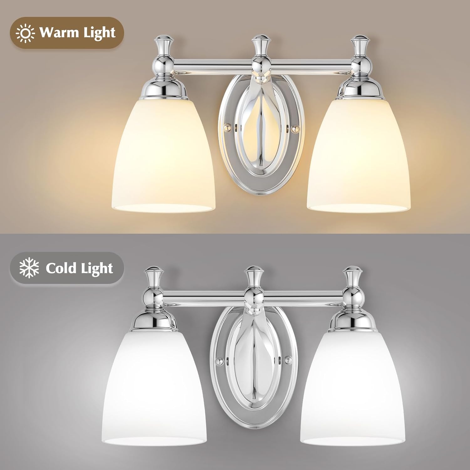 Bathroom Vanity Lights Over Mirror, 2 Light Bath Vanity Light Modern Chrome Bathroom Lighting Vanity Light Vintage Style for Living Room Cabinet Bedroom Restroom