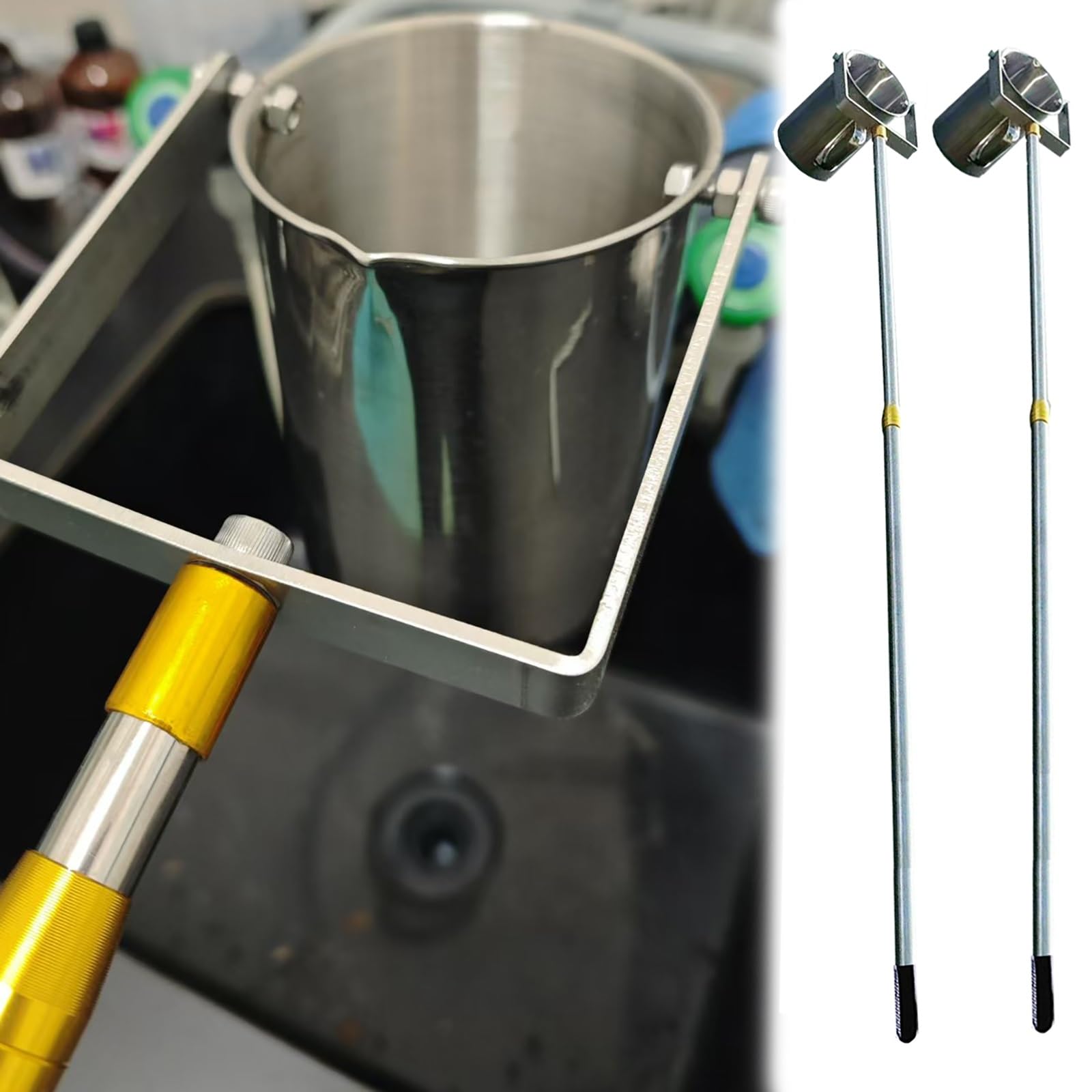 MLYAYE 20' 16 Ft 13 10 6 5 Feet Long Professional Liquid Sampler Pole, Multifunctional Portable Water Quality Monitoring System on Telescoping Rod & Swivel Beaker(2pack,1000ml-2m/6.6ft)