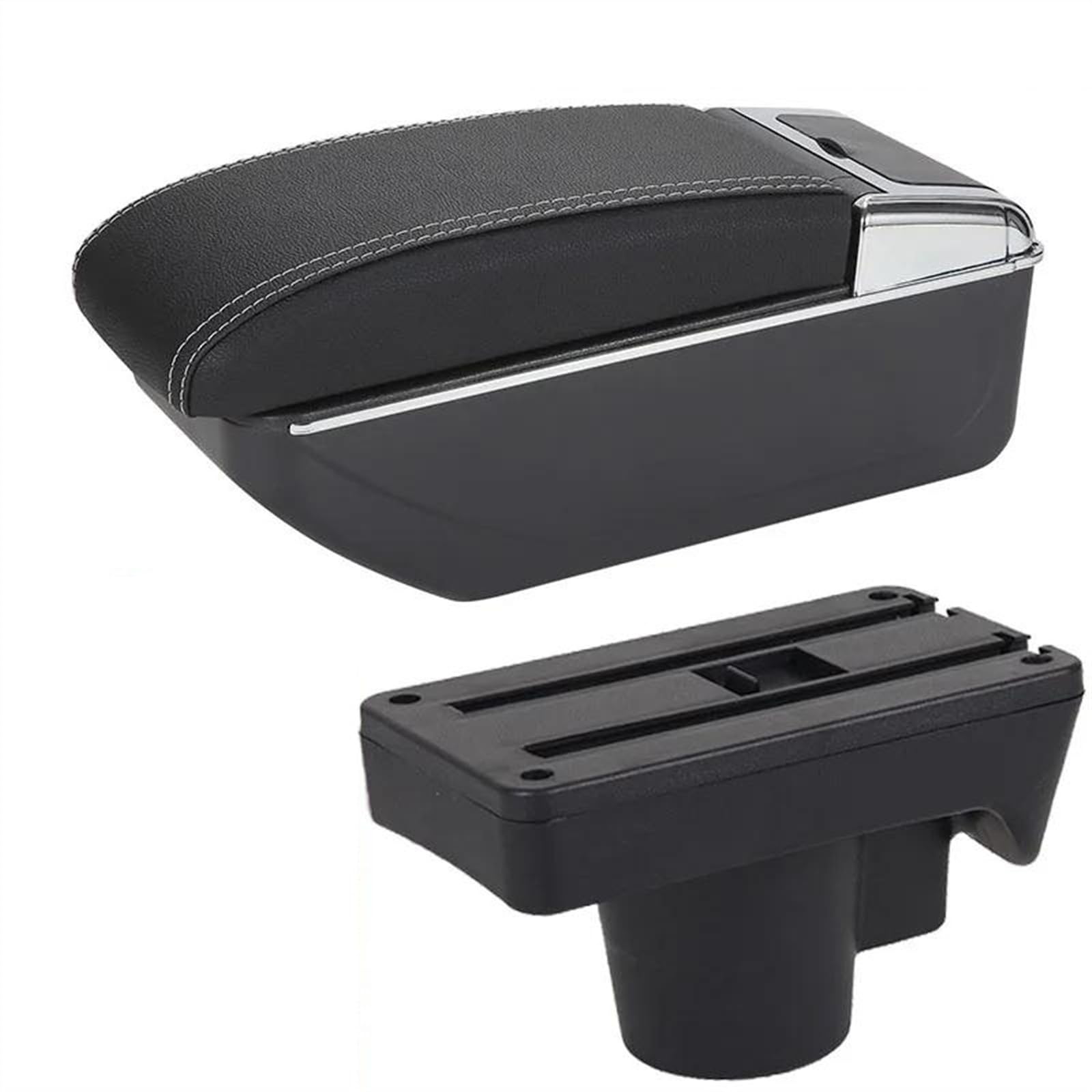 NOHEEU Car Center Console Storage Box Multifunctional Armrest Interior Accessories For Astra 2006-2011(D3 Black white No USB)