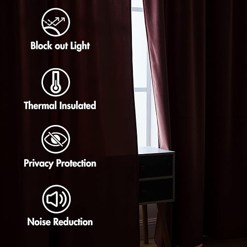 Miniatura 5 de MIULEE Cortinas de terciopelo de 90 pulgadas, 2 paneles, cortinas opacas de lujo para dormitorio, sala de estar, aislamiento térmico, cortinas de