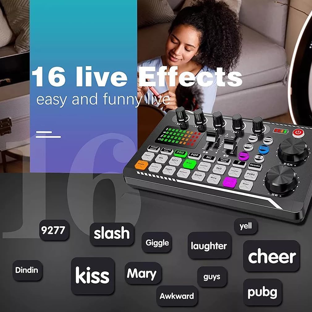 F998 Podcast Equipment Bundle, Audio Interface & BM888 Recording Studio Microphone, Professional Live Sound Card w/Dj Mixer Effects & Voice Changer for Live Streaming Gaming YouTube TikTok