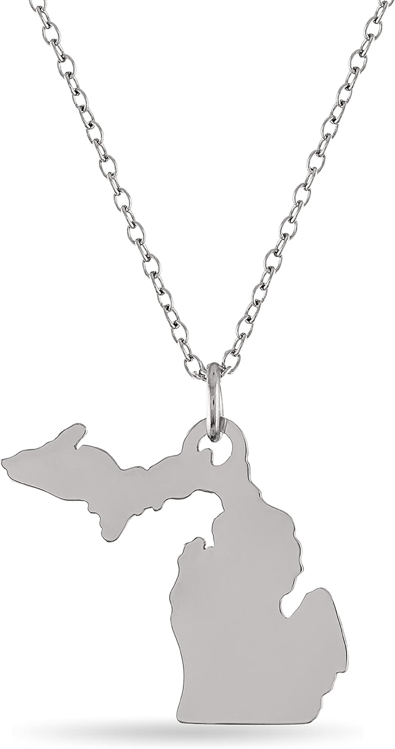 Stone Armory Michigan Jewelry for Women - Stainless Steel Michigan Pendant Necklace - Hypoallergenic and Adjustable 16-20in - Michigan Souvenirs and Gifts