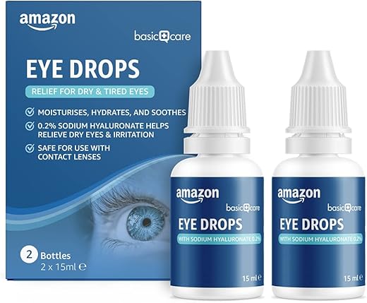 Amazon Basic Care Goccia oculari con ialuronato di sodio 0,2%, 30 ml...